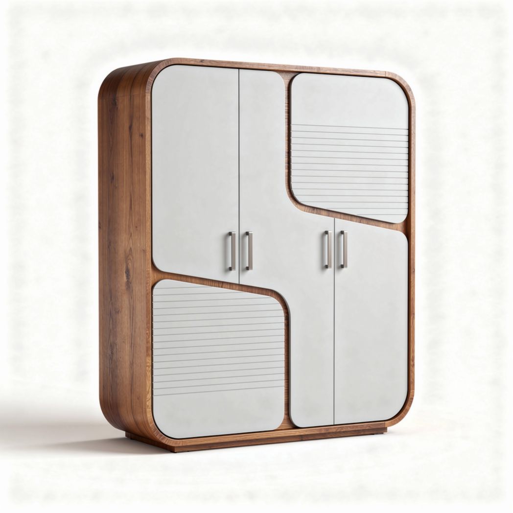 Wooden cabinet with white doors and modern design dimensions 120 x 40 x 150cm
