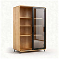 Wooden display cabinet with glass doors and adjustable shelves 80 x 40 x 160cm