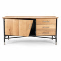 Wooden sideboard with metal frame and sliding doors 150 x 40 x 75cm