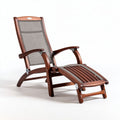 Wooden reclining lounge chair with mesh fabric seat brown color 120 x 60 x 90cm