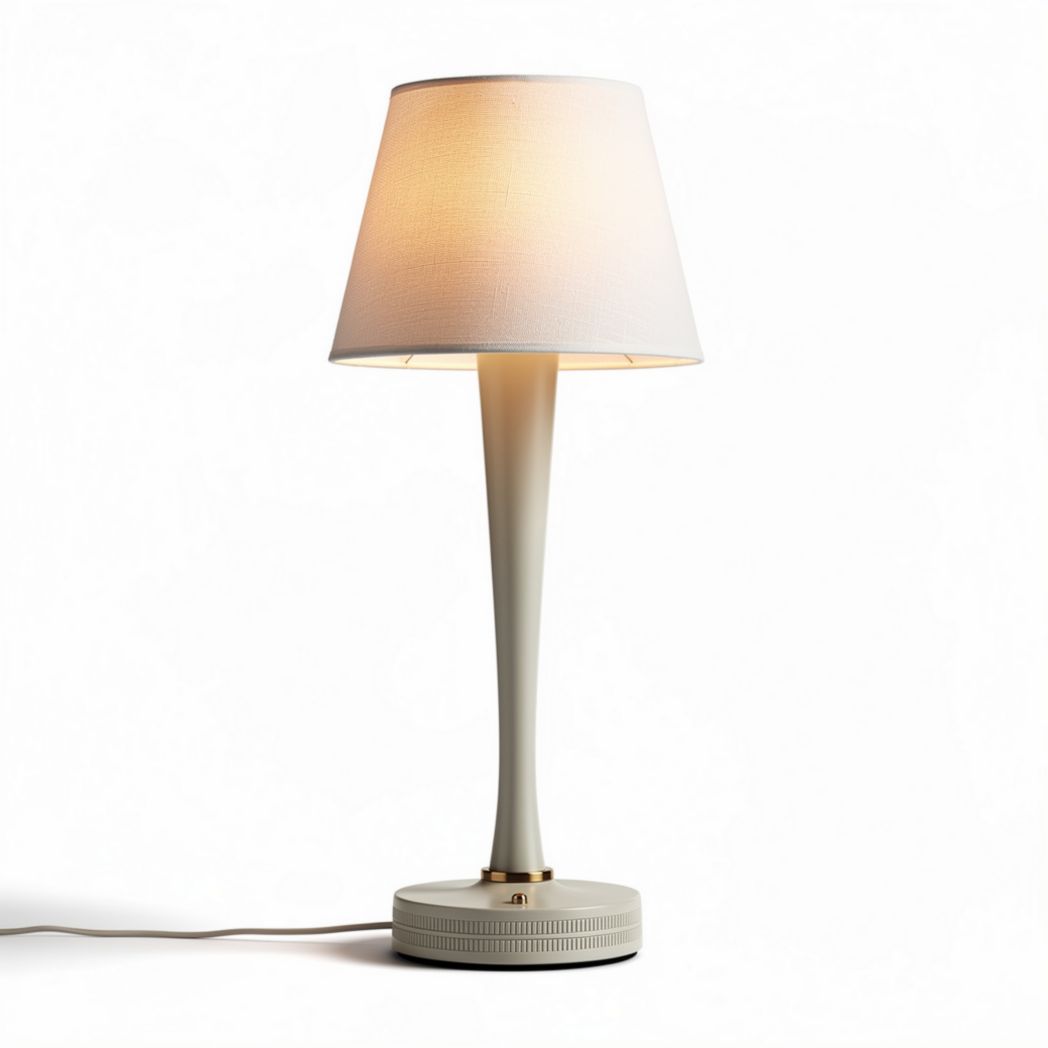 Table lamp with fabric shade and ceramic base in light gray 25 x 25 x 50cm