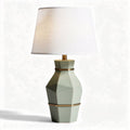 Geometric ceramic table lamp with white fabric shade 25 x 25 x 45cm