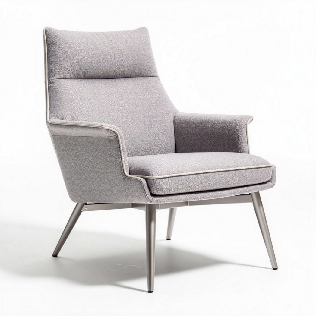 Modern accent chair in light grey fabric with metal legs 80 x 80 x 100cm