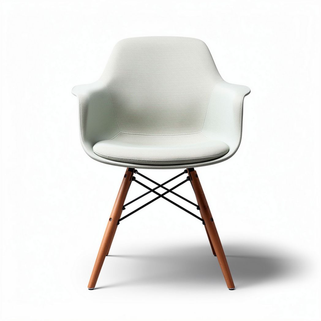 Fabric upholstered armchair with wooden legs and modern design 50 x 60 x 85cm