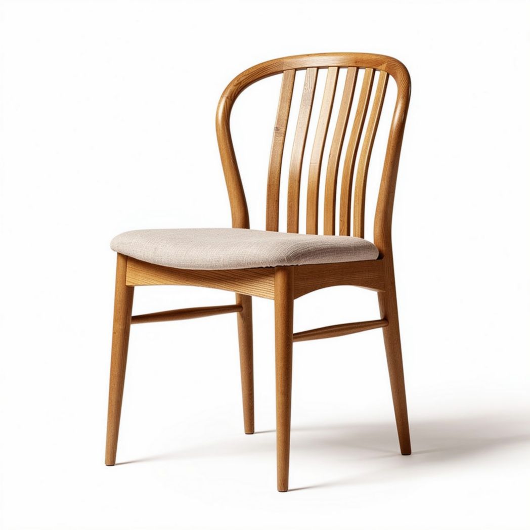 Wooden dining chair with upholstered seat in natural finish 45 x 45 x 85cm