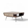 Wooden coffee table with drawer and metal legs in brown and beige 120 x 80 x 40cm