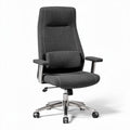 Ergonomic office chair in gray fabric with adjustable height and lumbar support